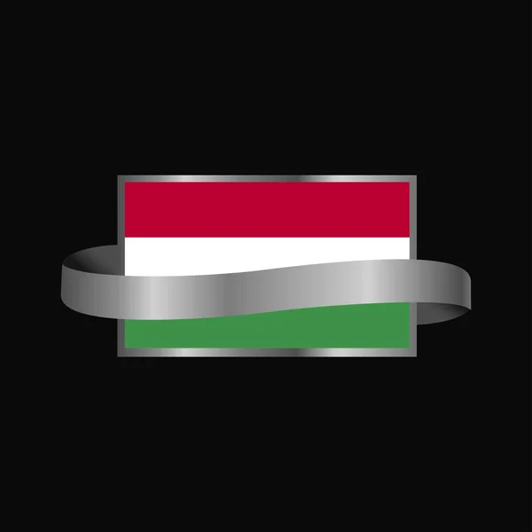 ハンガリー国旗リボンバナーデザイン — ストックベクタ