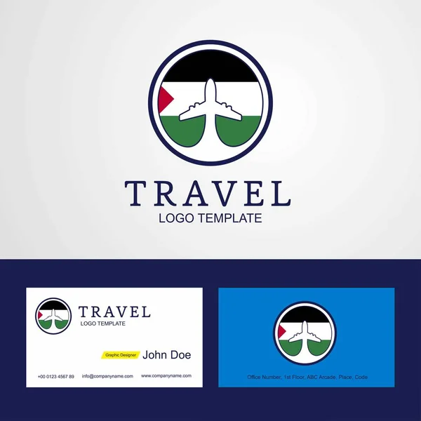 Ταξίδια Σημαία Παλαιστίνη Δημιουργικό Κύκλο Σχεδιασμός Λογότυπου Και Επαγγελματική Κάρτα — Διανυσματικό Αρχείο