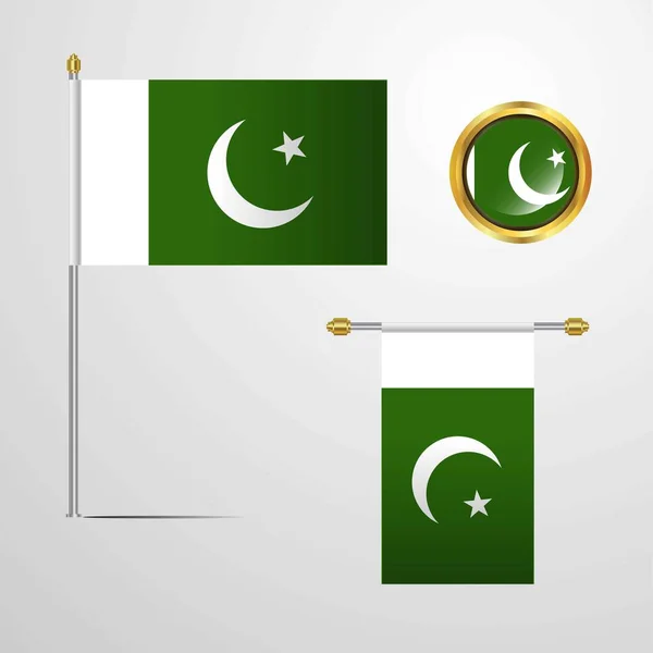 Bandera Pakistán Icono Vector Ilustración — Vector de stock