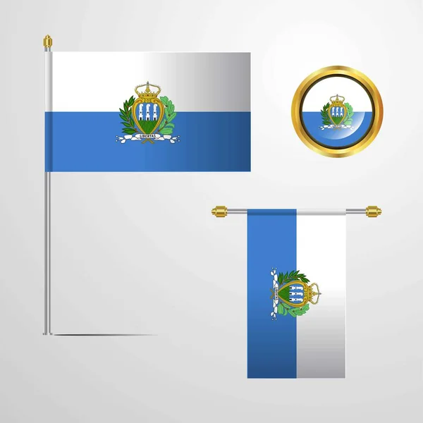 San Marino Bayrağı Simge Vektör Çizim — Stok Vektör