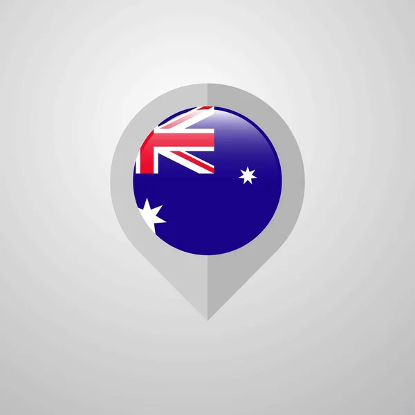 Kaart Van Navigatie Aanwijzer Met Australië Vlag Ontwerp Vector — Stockvector