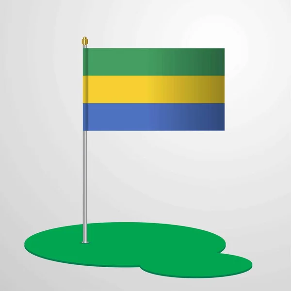Gabon Flag Pole Vectorillustratie — Stockvector