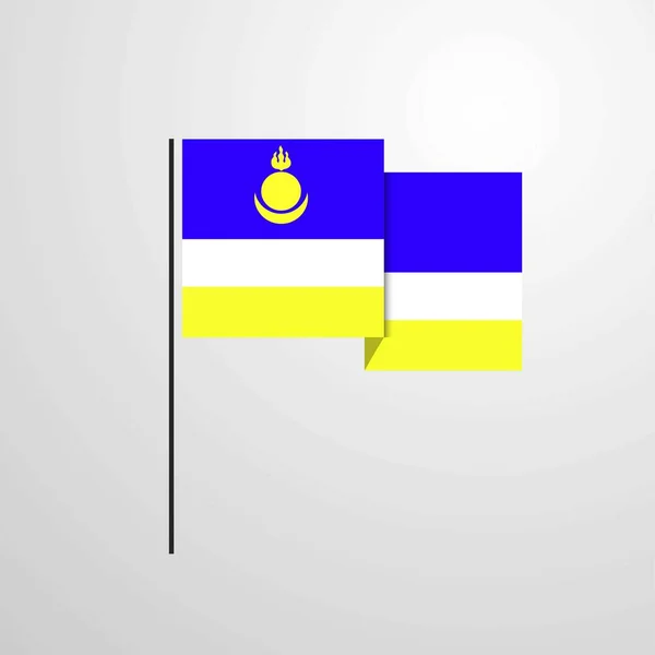 ブリヤート共和国の国旗デザインのベクトルを振って — ストックベクタ