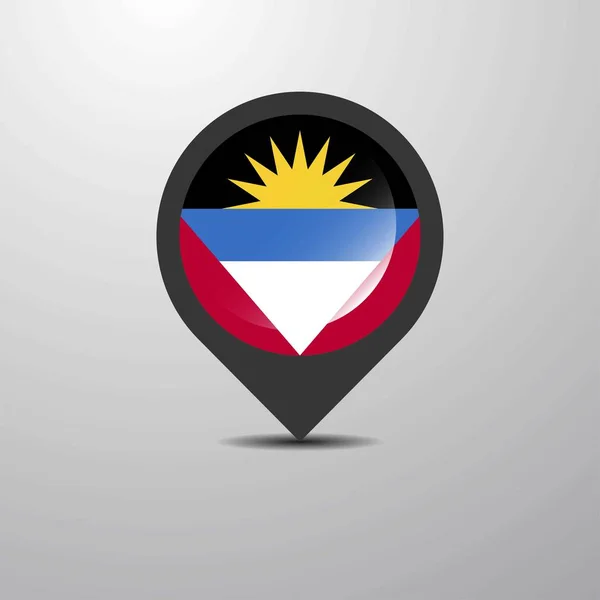 Antigua Barbuda Mappa Pin Illustrazione Vettoriale — Vettoriale Stock