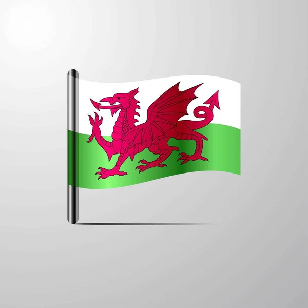 Wales Viftande Glänsande Flaggan Design Vektor — Stock vektor