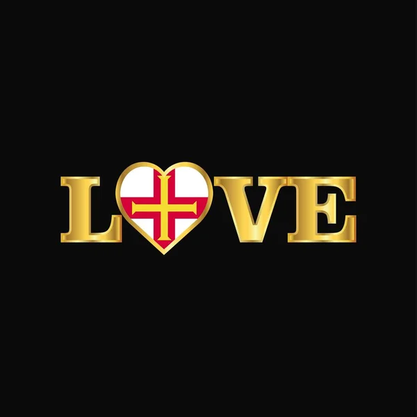 Typografia Złote Miłość Flaga Guernsey Projekt Wektor — Wektor stockowy
