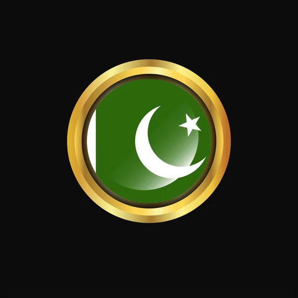 Pakistan Bayrağı Altın Düğme — Stok Vektör