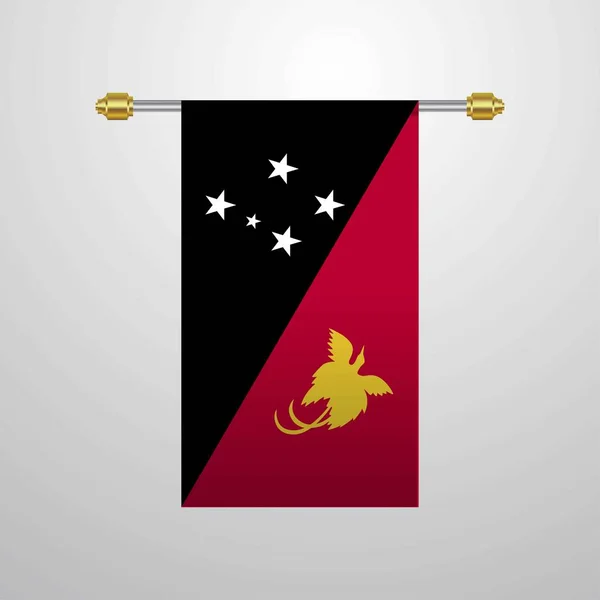 Papua Nya Guinea Hängande Flagga — Stock vektor