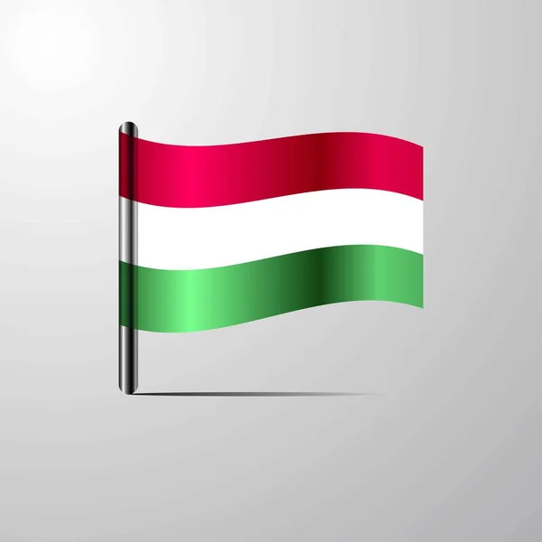 Hungría Ondeando Shiny Flag Vector Diseño — Vector de stock