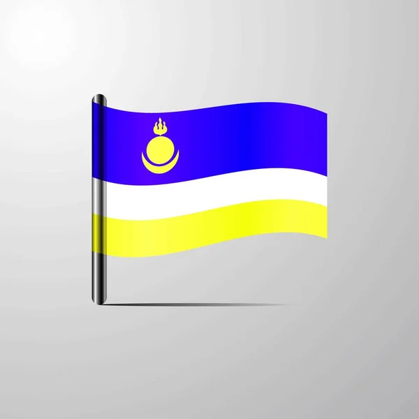 Boerjatië Zwaaien Glanzende Vlag Ontwerp Vector — Stockvector