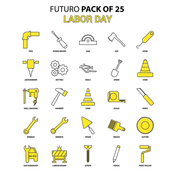 Набір Піктограм Робочого Дня Жовтий Futuro Останні Дизайнерські Значки Pack — стоковий вектор