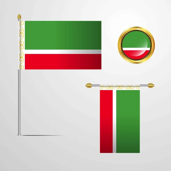 Čečenská Republika Vlajka Ikonu Vektorové Ilustrace — Stockový vektor