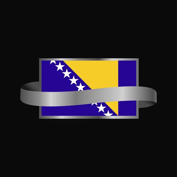 Bosnien Och Hercegovinas Flagga Ribbon Banner Design — Stock vektor