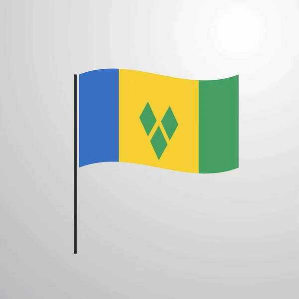 Saint Vincent Och Grenadinerna Viftande Flagga — ストックベクタ