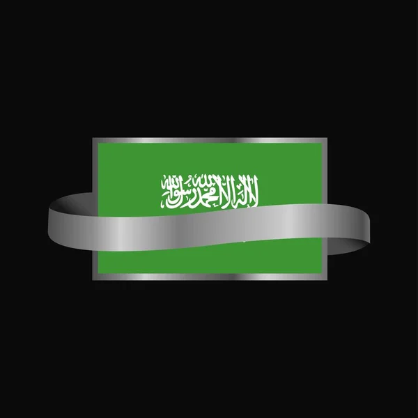 Arab Saudi Flag Desain Banner Ribbon - Stok Vektor