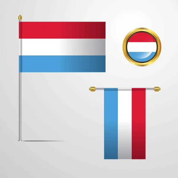 Ícone Bandeira Luxemburgo Ilustração Vetorial — Vetor de Stock
