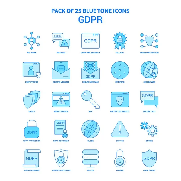 Gdpr Blue Tone Icon Pack Sady Ikon — Stockový vektor