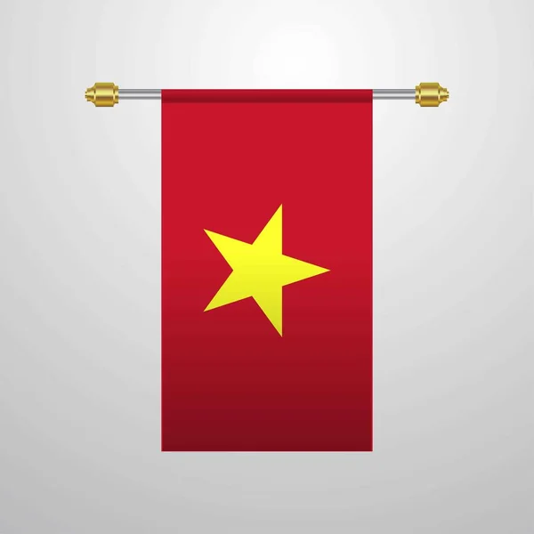 Vietnam Opknoping Vlag Vectorillustratie — Stockvector