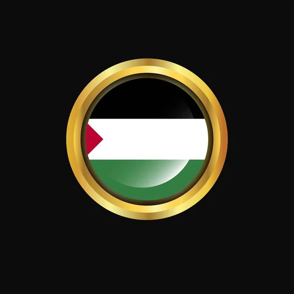 Bandeira Palestina Botão Dourado — Vetor de Stock