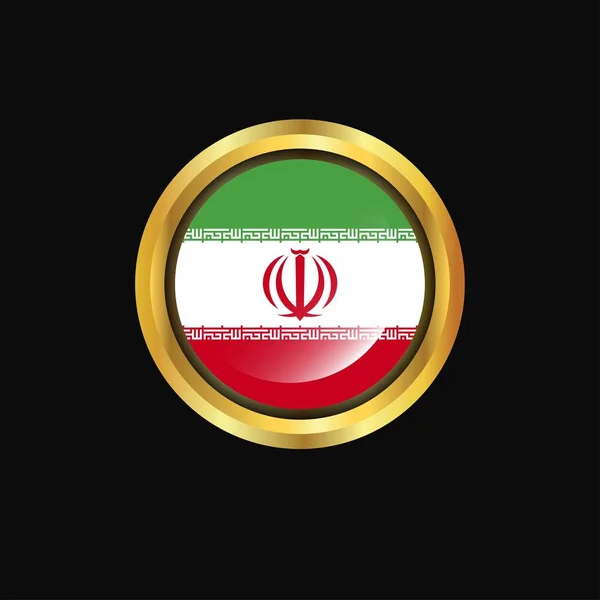Vlag Van Iran Golden Knop — Stockvector