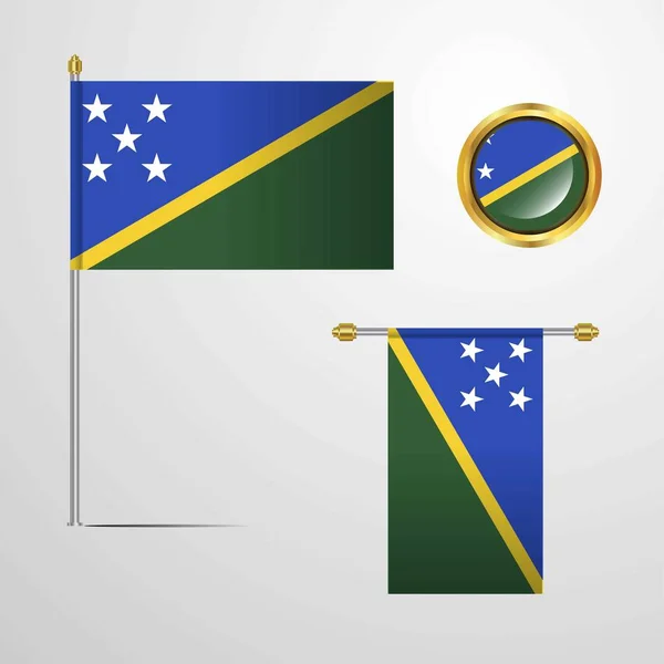 ソロモン諸島の旗アイコン ベクトル図 — ストックベクタ