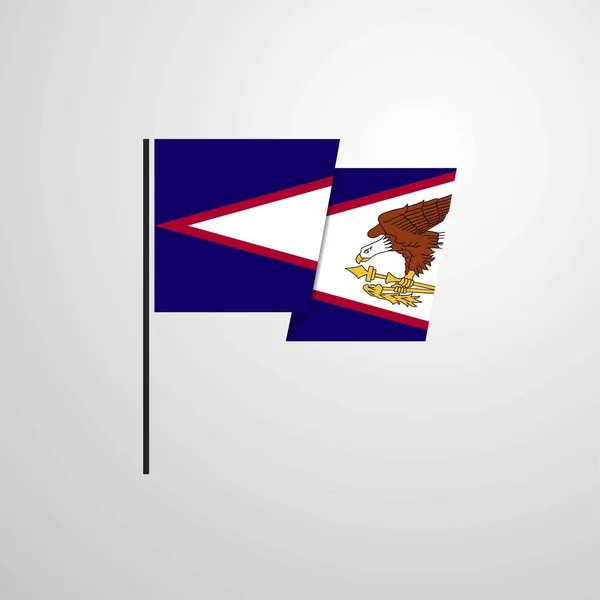 Samoa Americana Ondeando Bandera Diseño Vector — Archivo Imágenes Vectoriales