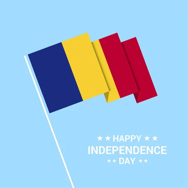 罗马尼亚独立日版式设计与旗帜向量 — 图库矢量图片