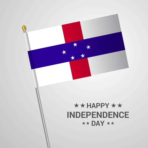 荷属安的列斯群岛独立日版式设计与旗帜向量 — 图库矢量图片