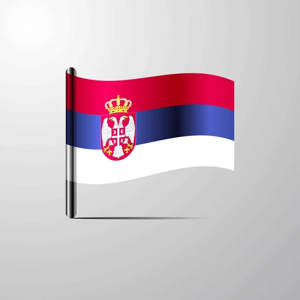 Serbia Ondeando Shiny Flag Vector Diseño — Archivo Imágenes Vectoriales