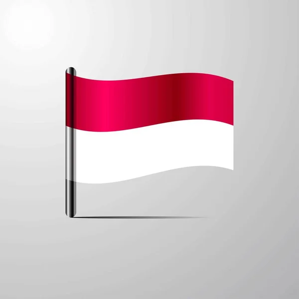 Indonesia Melambaikan Vektor Desain Shiny Flag - Stok Vektor