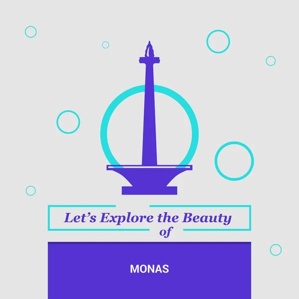 Explorons Beauté Des Monuments Nationaux Monas Jakarta Indonésie — Image vectorielle