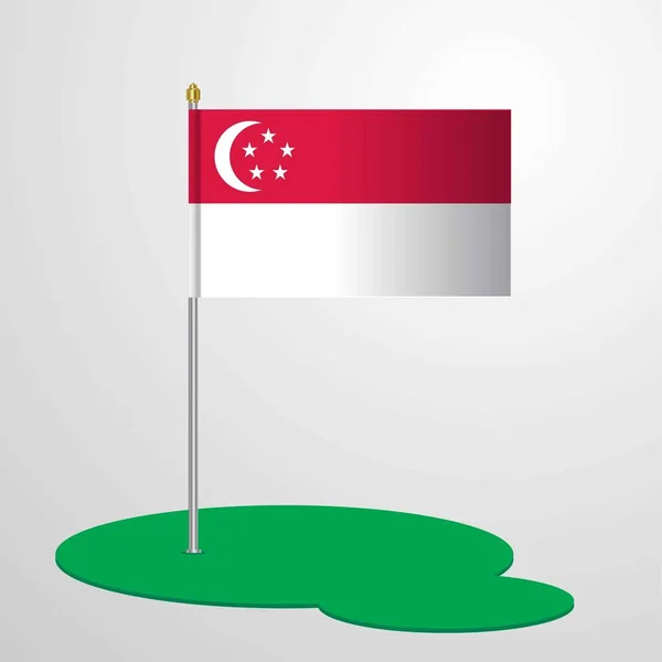 Singapore Flag Pole Vector Illustration — Stock Vector