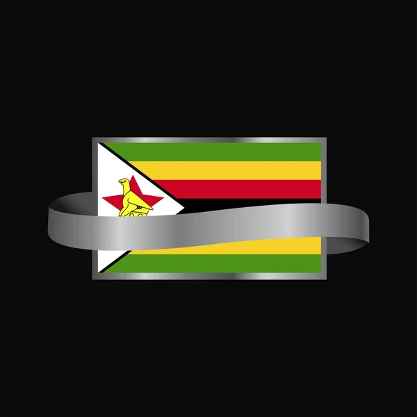 Zimbabwes Flagga Ribbon Banner Design — Stock vektor