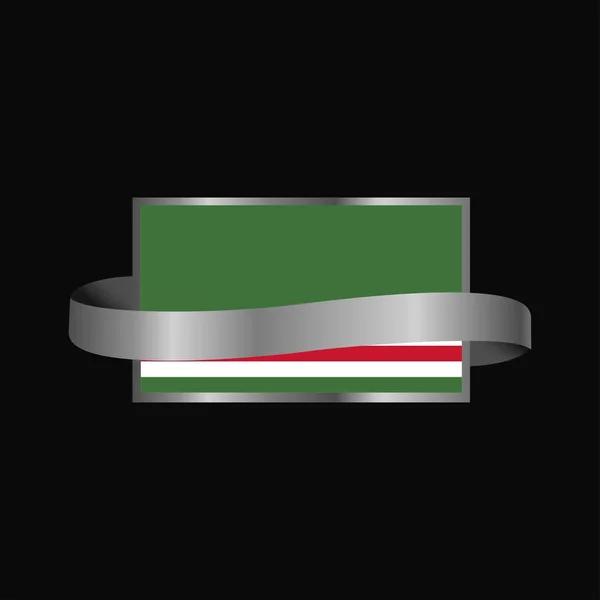 Bandera Chechenia República Lchkeria Diseño Banner Cinta — Vector de stock