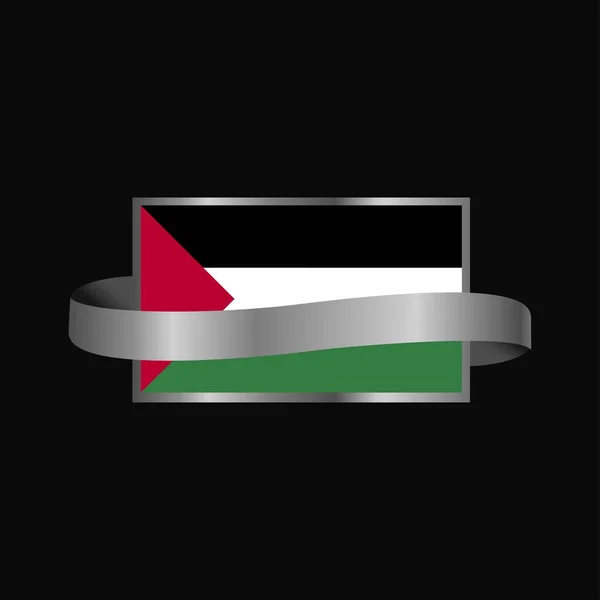 Drapeau Palestinien Conception Bannière Ruban — Image vectorielle