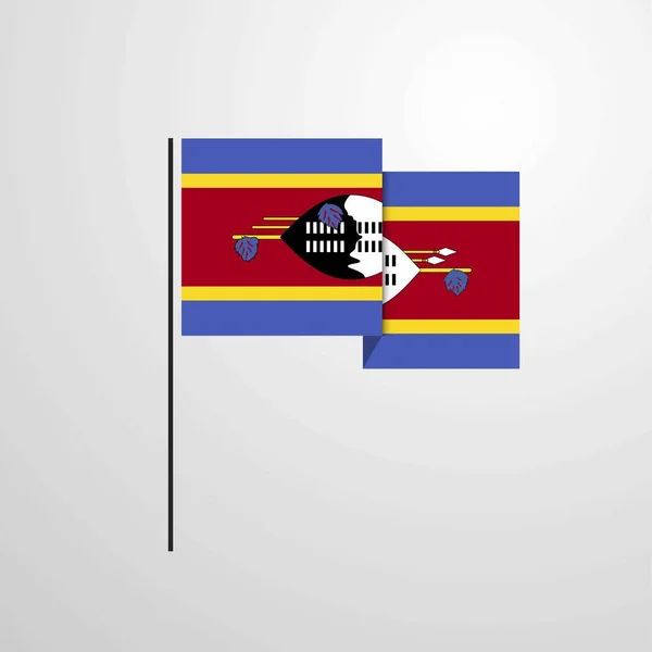 Swaziland Zwaaiende Vlag Ontwerp Vector — Stockvector