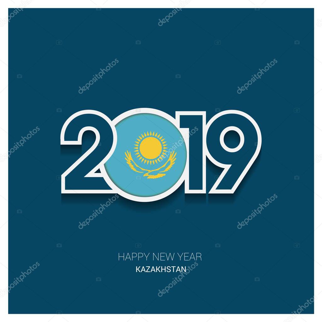 2019 Kazakhstan Typography, Happy New Year Background