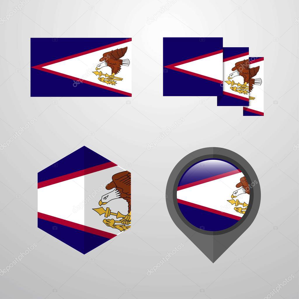 American Samoa flag design set vector