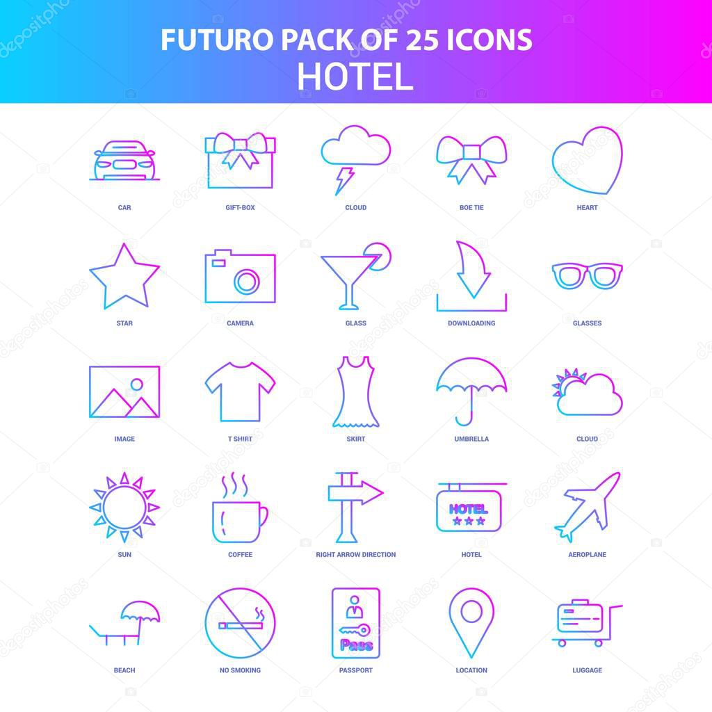 25 Blue and Pink Futuro Hotel Icon Pack