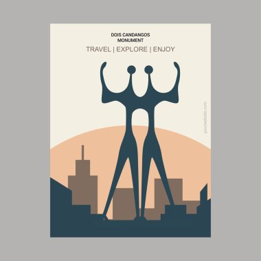 İpe Candangos anıt Brasilia, Brezilya Vintage tarzı Landmark Poster şablonu