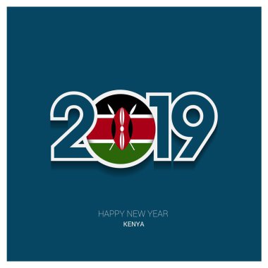 2019 Kenya tipografi, mutlu yeni yıl arka plan