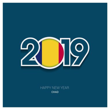 2019 Chad tipografi, mutlu yeni yıl arka plan
