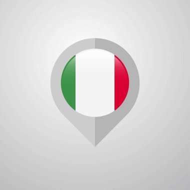Harita navigasyon işaretçisi ile İtalya bayrağı tasarlamak vektör