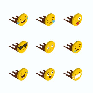 Sarı emojis tasarlamak vektör kümesi