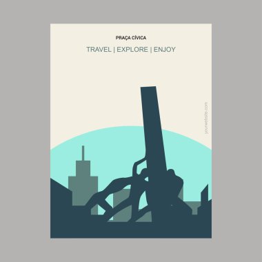 Praca Civiva Goiania, Brezilya Vintage tarzı Landmark Poster şablonu
