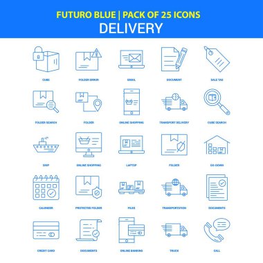 Teslimat simgeler - Futuro mavi 25 Icon pack