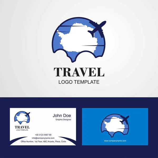 Resor Antarktis Flagga Logotyp Och Visiting Card Design — Stock vektor
