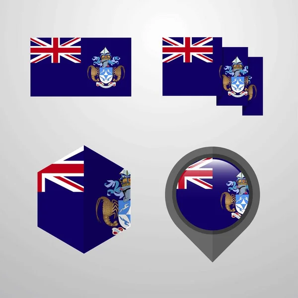 Tristan Cunha Vlag Ontwerp Instellen Vector — Stockvector