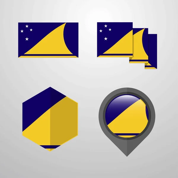 Τοκελάου Σημαία Σχέδιο Σετ Διάνυσμα — Διανυσματικό Αρχείο