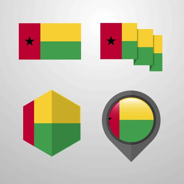 Γουινέα Μπισάου Σημαία Σχέδιο Σετ Διάνυσμα — Διανυσματικό Αρχείο